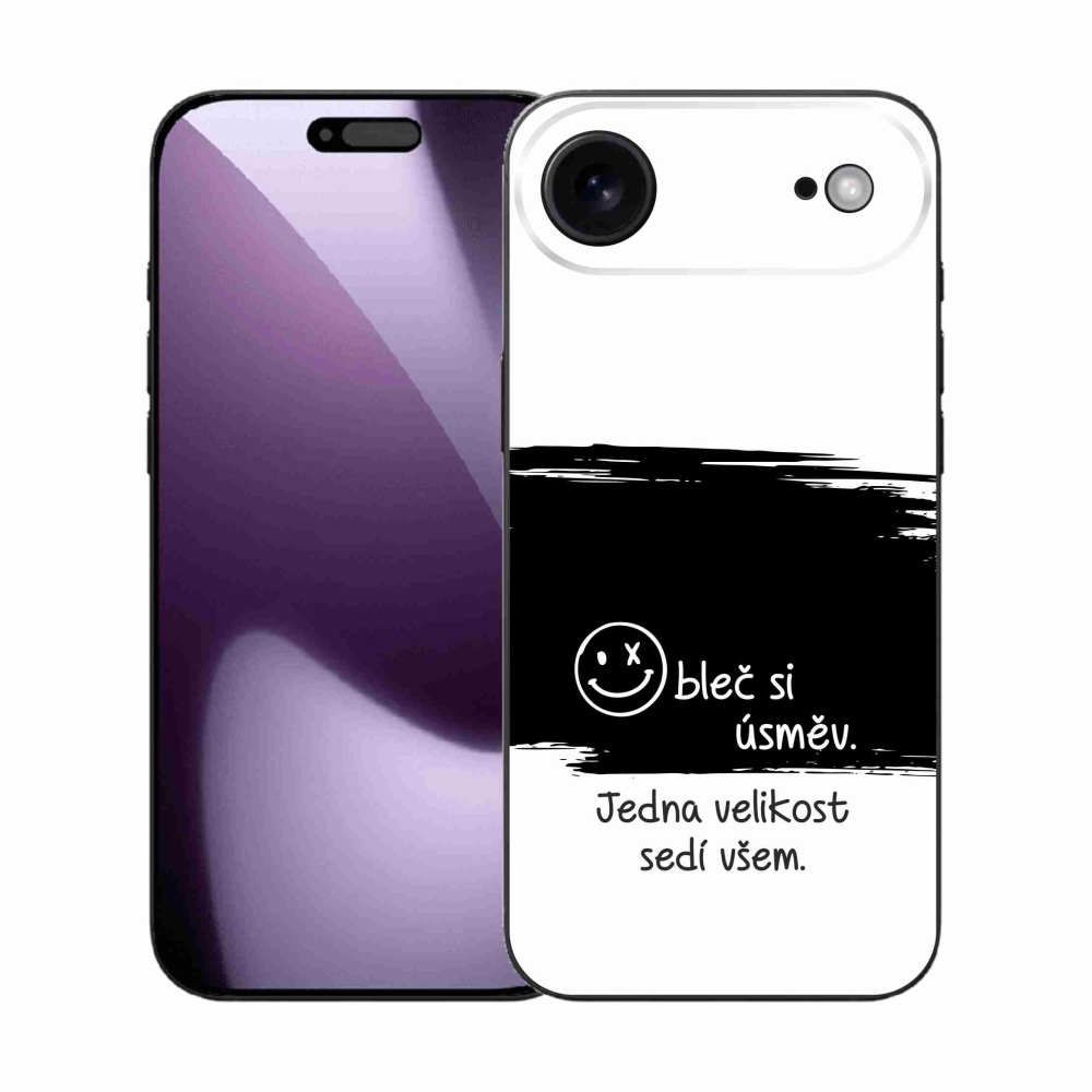 Gélový kryt mmCase na iPhone 17 Air - vtipný text 8 čiernobiele pozadie