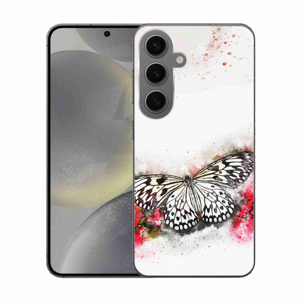 Gélový kryt mmCase na Samsung Galaxy S24 - čiernobiely motýľ