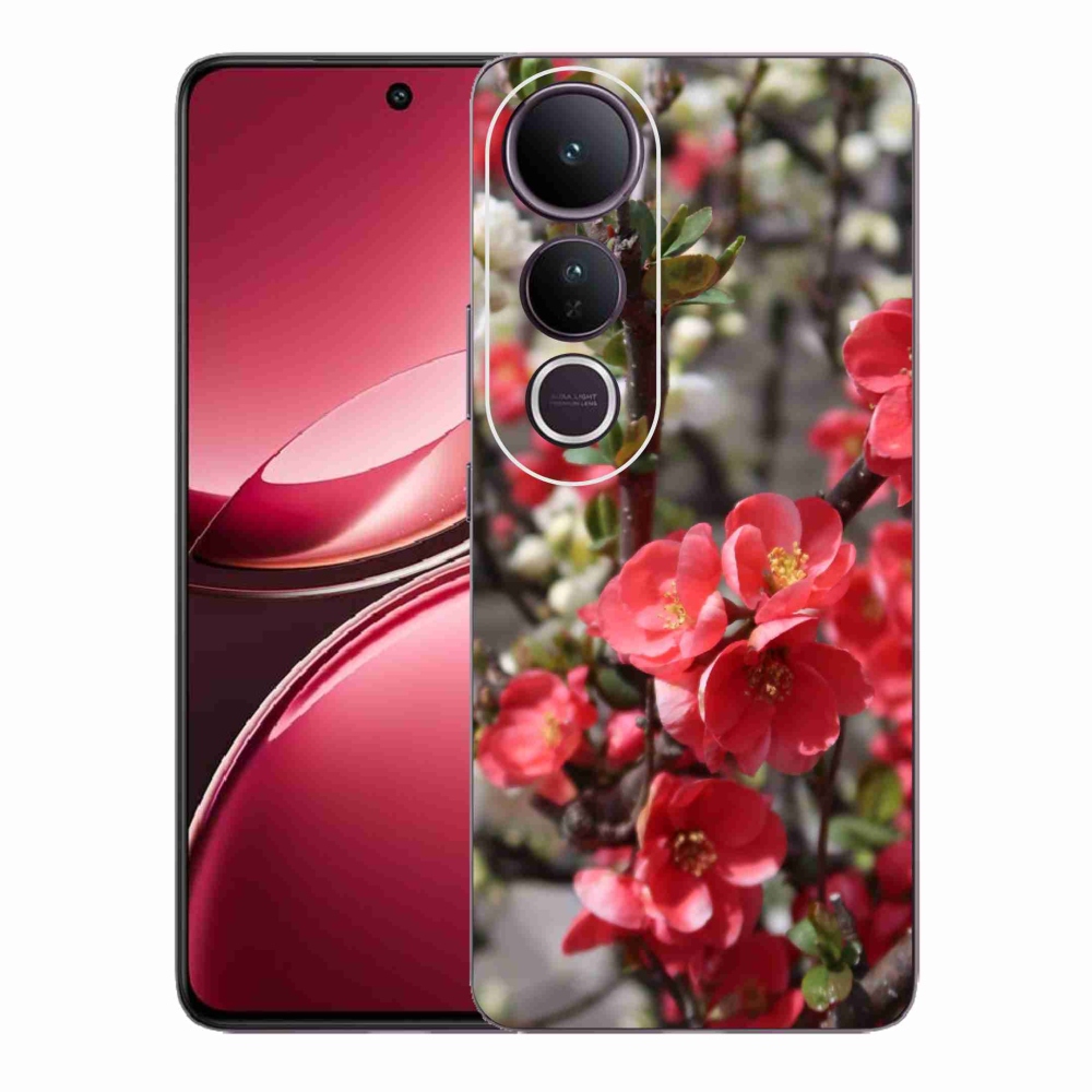 Gélový kryt mmCase na Vivo V50 Lite 4G/5G - červené kvety