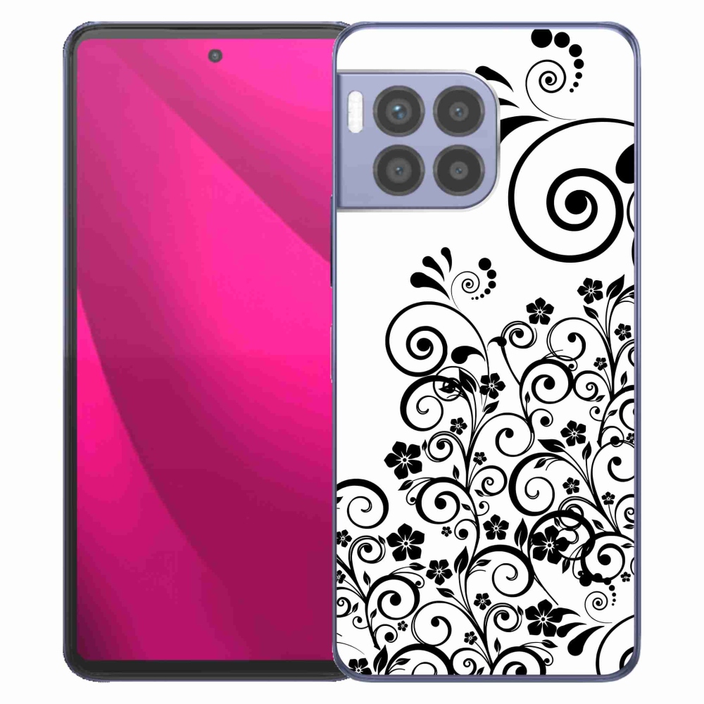 Gélový kryt mmCase na T-Mobile T Phone 2 Pro - čiernobiele kvetinové vzory