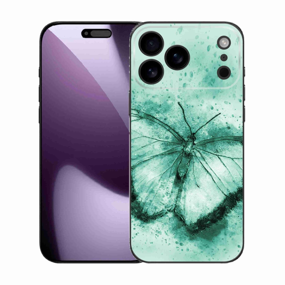 Gélový kryt mmCase na iPhone 17 Pro Max - zelený motýľ