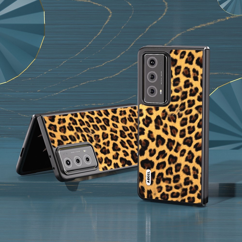 Leopard plastové púzdro s umelou kožou na Honor Magic V2 - zlaté