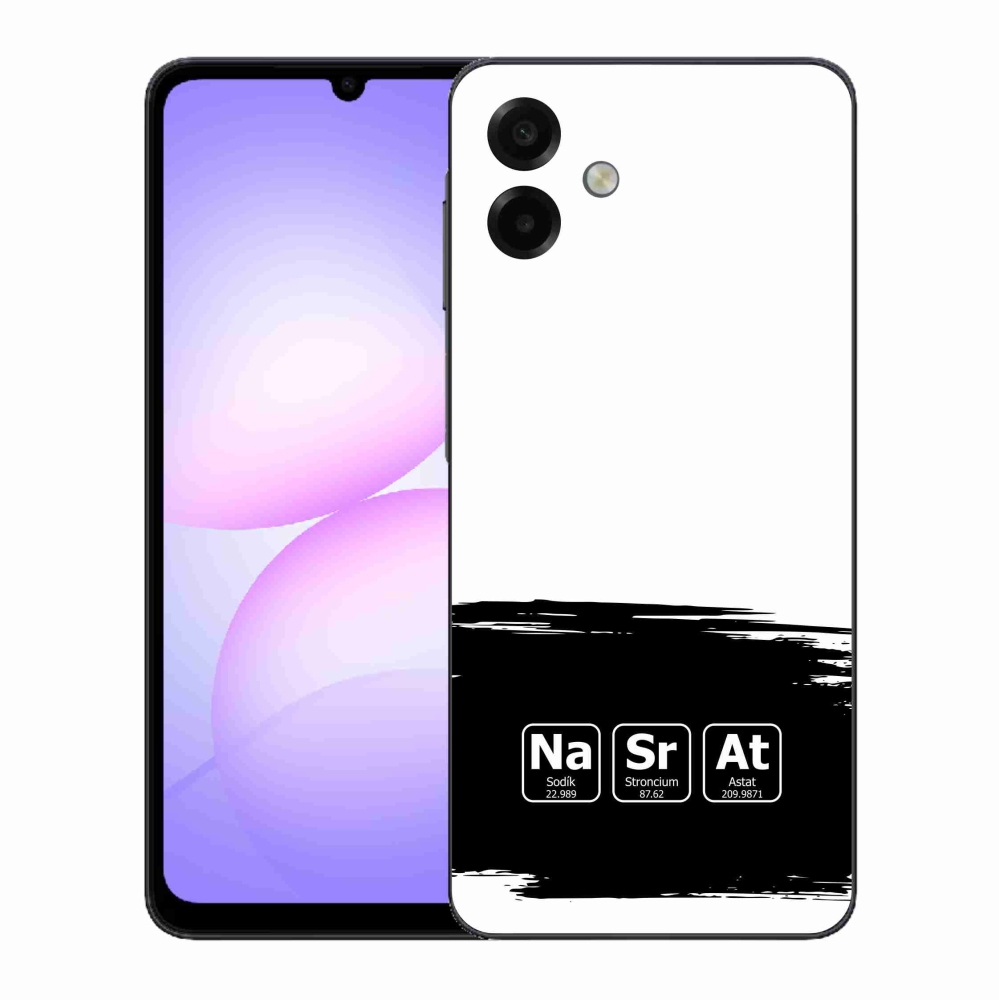 Gélový kryt mmCase na Samsung Galaxy A07 4G - chemické prvky čiernobiele pozadie