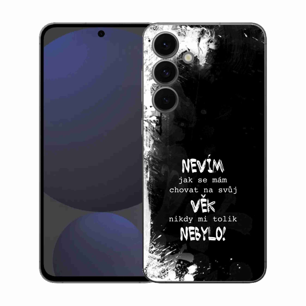 Gélový kryt mmCase na Samsung Galaxy S25 FE - vtipný text 14 čierne pozadie