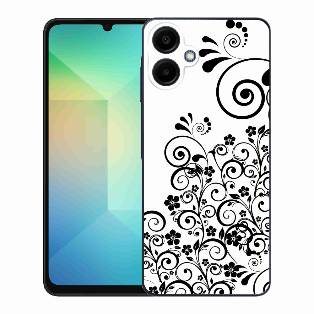 Gélový kryt mmCase na Samsung Galaxy A06 4G - čiernobiele kvetinové vzory