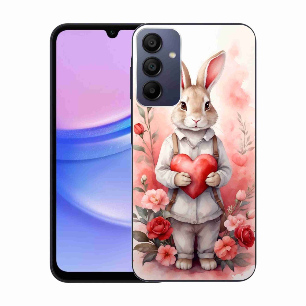 Gélový kryt mmCase na Samsung Galaxy A15 4G/5G - zajac so srdiečkom