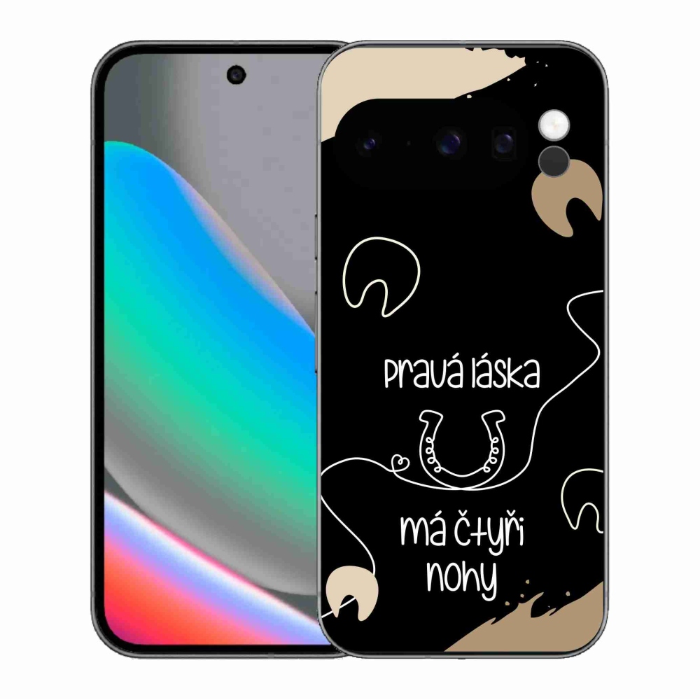 Gélový kryt mmCase na Google Pixel 10 Pro - konský motív čierne pozadie