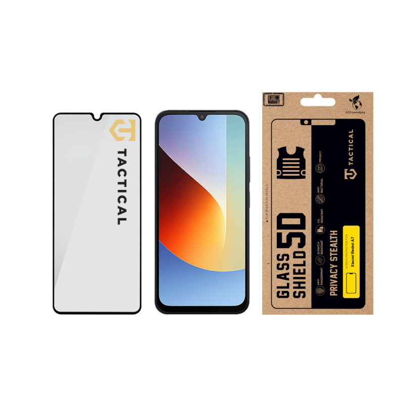 Taktické sklo Privacy Stealth 5D pre Xiaomi Redmi A7, čierne