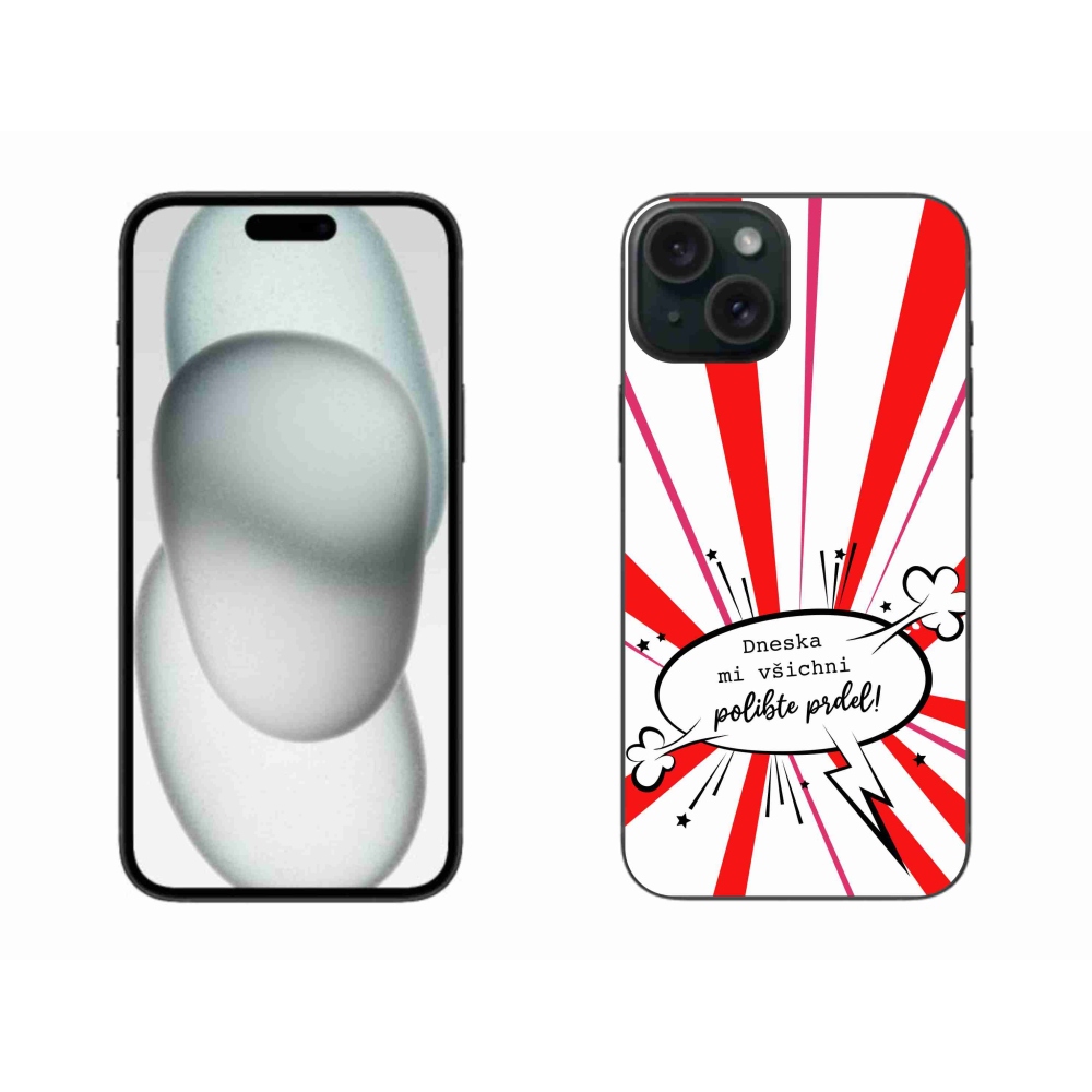 Gélový kryt mmCase na iPhone 15 Plus - vtipný text 15 biele pozadie