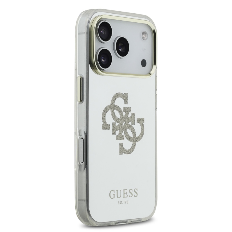 Guess PC/TPU Mirror 4G Glitter Logo MagSafe zadný kryt pre iPhone 17 Pro Gold