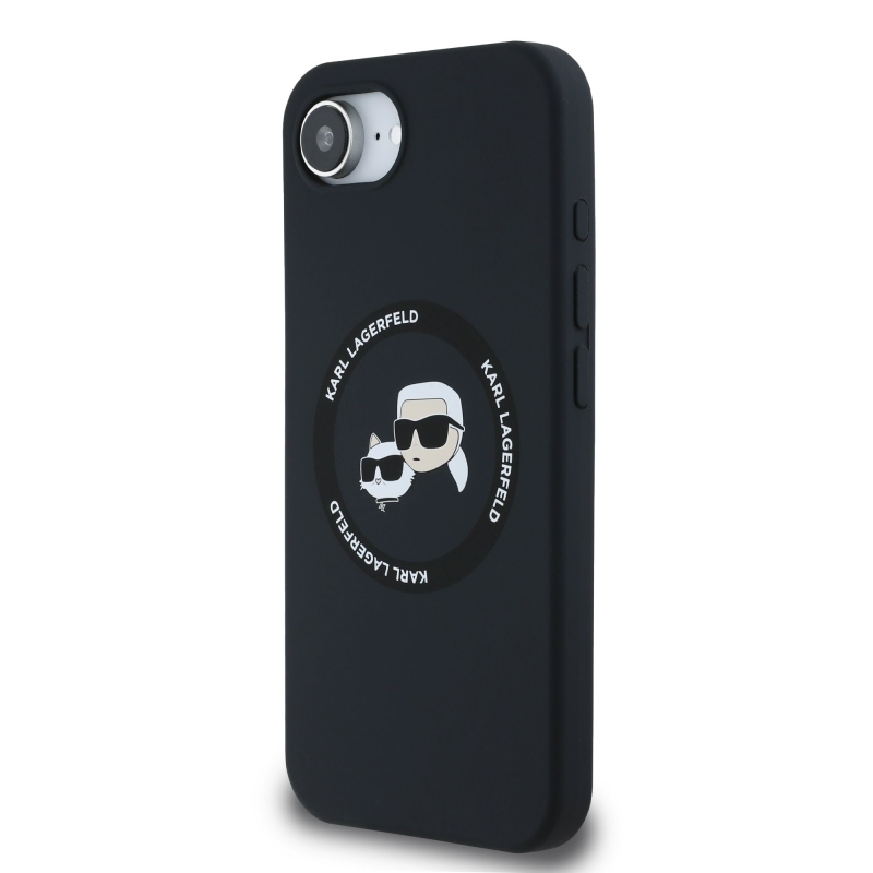 Karl Lagerfeld Liquid Silicone K&CH Heads MagSafe Zadný Kryt pre iPhone 16e Black