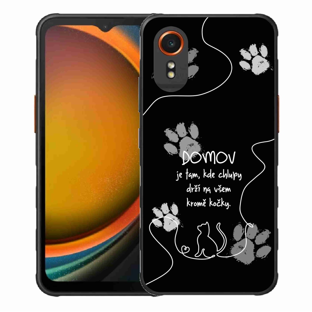 Gélový kryt mmCase na Samsung Galaxy Xcover 7 - mačacie motív čierne pozadie