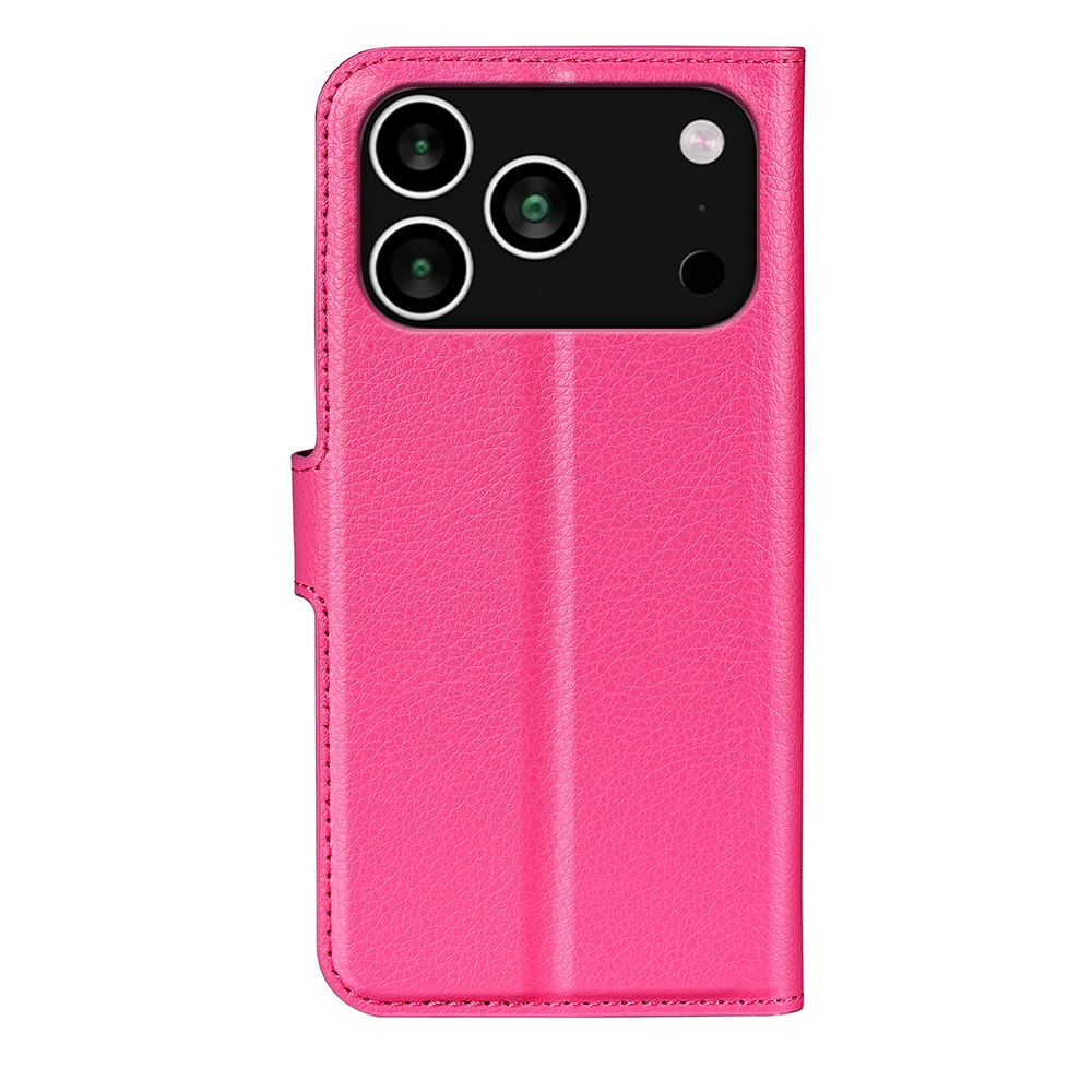 Litchi knižkové púzdro na iPhone 17 Pro Max - rose