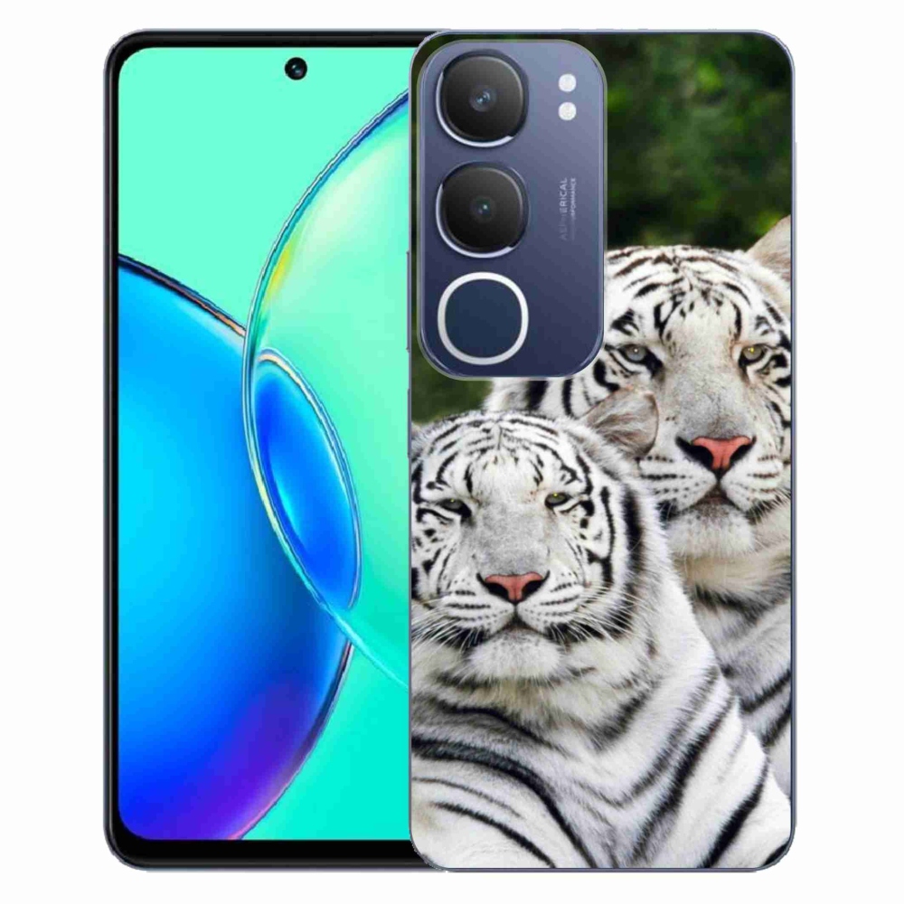 Gélový kryt mmCase na Vivo Y19s - bieli tigre