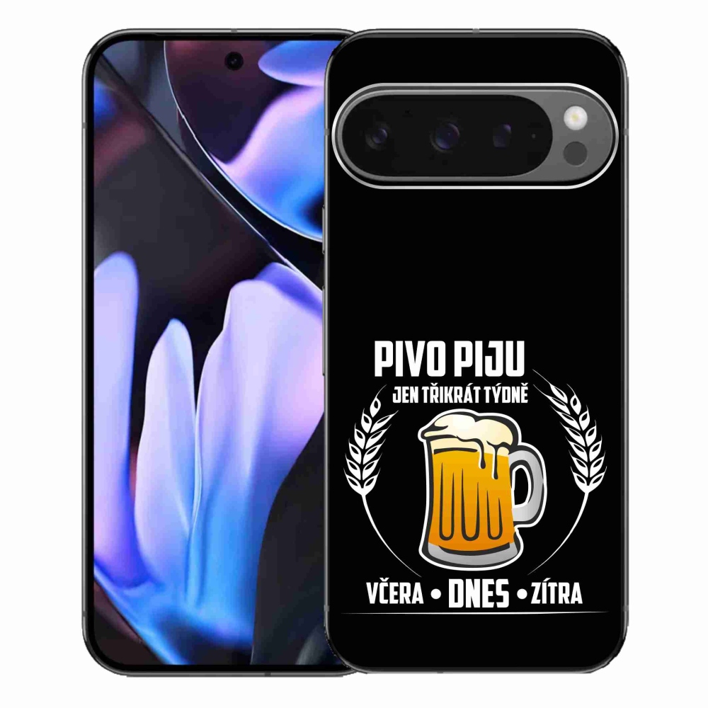 Gélový kryt mmCase na Google Pixel 9 Pro XL - pivný motív čierne pozadie