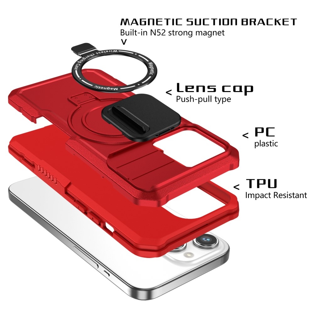 Military odolný kryt s MagSafe na iPhone 14 Pro Max - červený