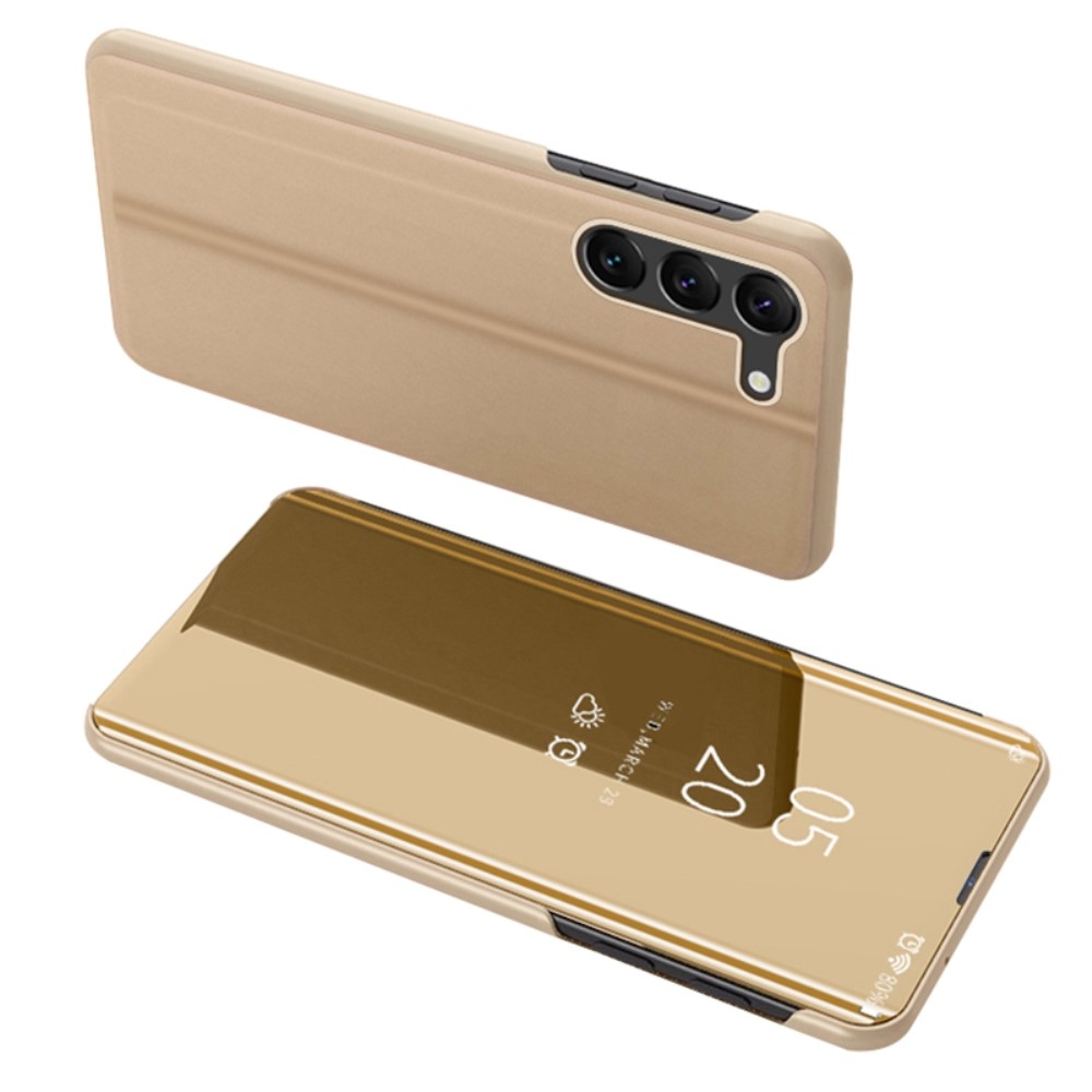 Clear zatvárací kryt s priehľadným predkom na Samsung Galaxy S24 - zlatý
