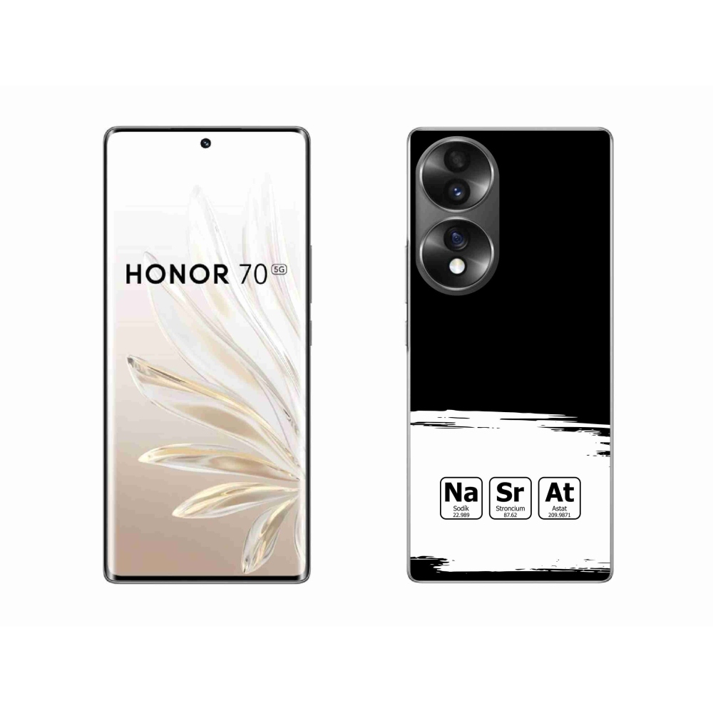 Gélový kryt mmCase na Honor 70 - chemické prvky bieločierne pozadie