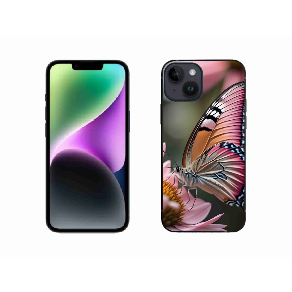 Gélový kryt mmCase na iPhone 14 - farebný motýľ