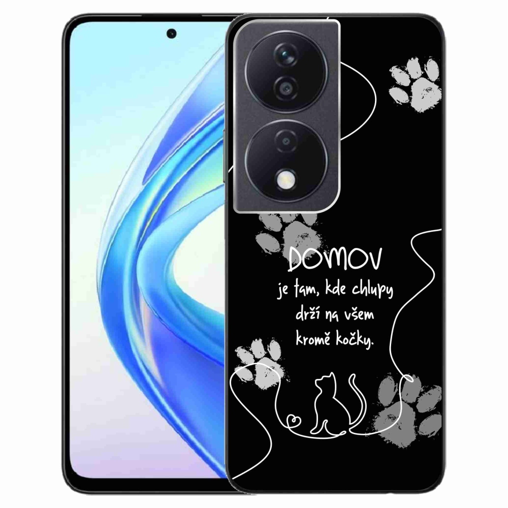 Gélový kryt mmCase na Honor X7b/Honor 90 Smart - mačacie motív čierne pozadie
