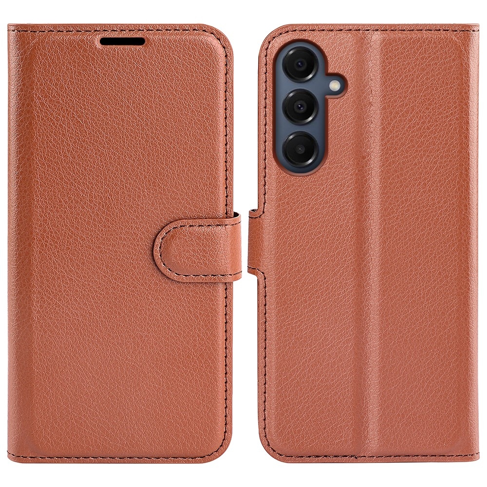 Litchi knižkové púzdro na Samsung Galaxy A17 5G - hnedé