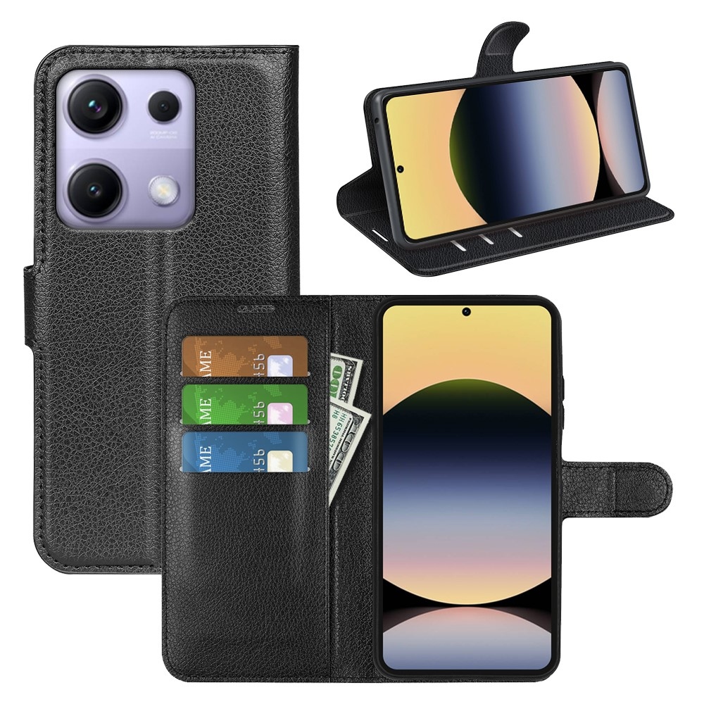 Litchi knižkové púzdro na Xiaomi Redmi Note 14S - čierne