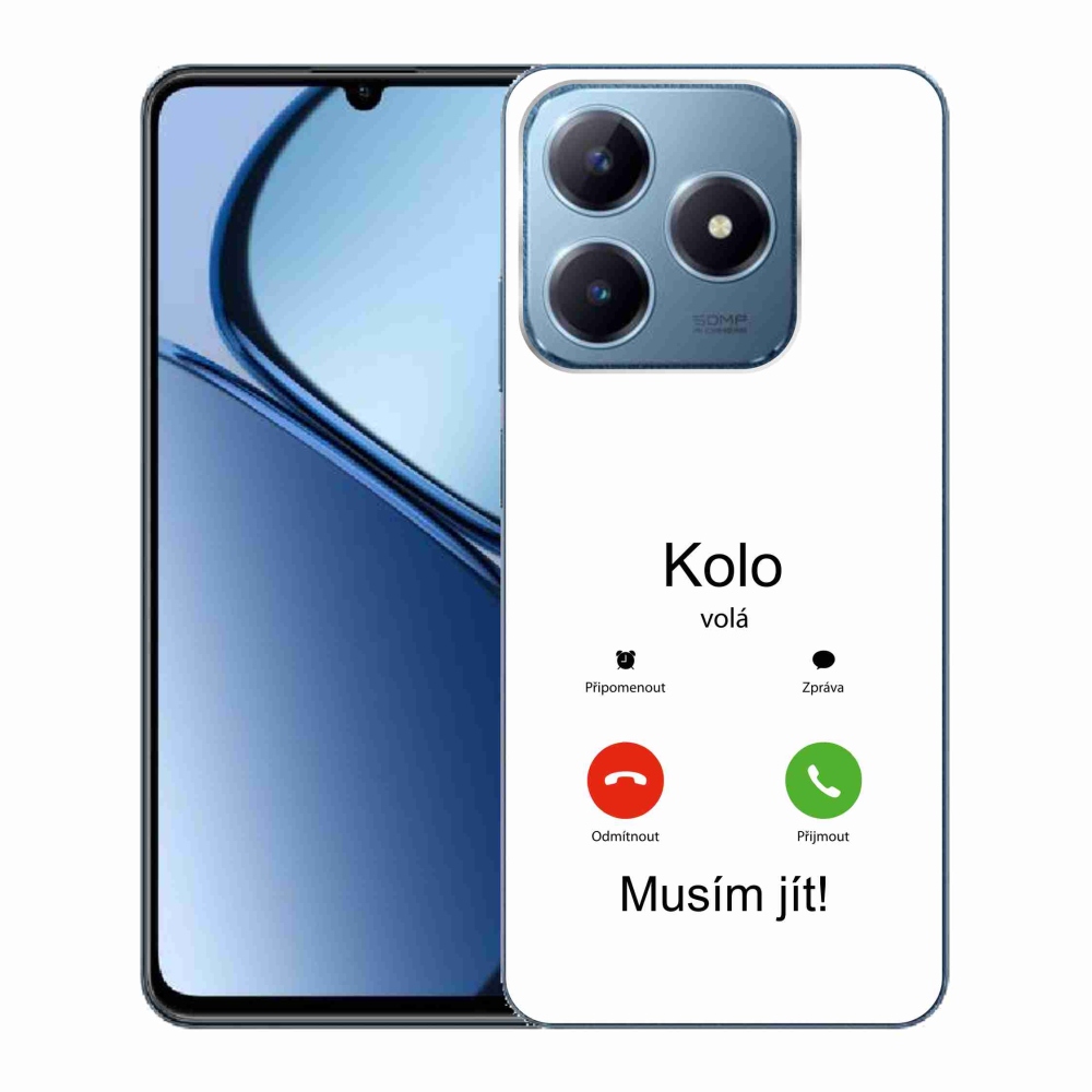 Gélový kryt mmCase na Realme C63 - koleso volá biele pozadie