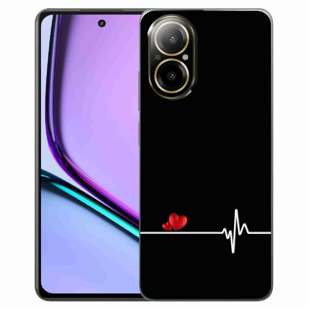 Gélový kryt mmCase na Realme C67 - srdce a tep čierne pozadie