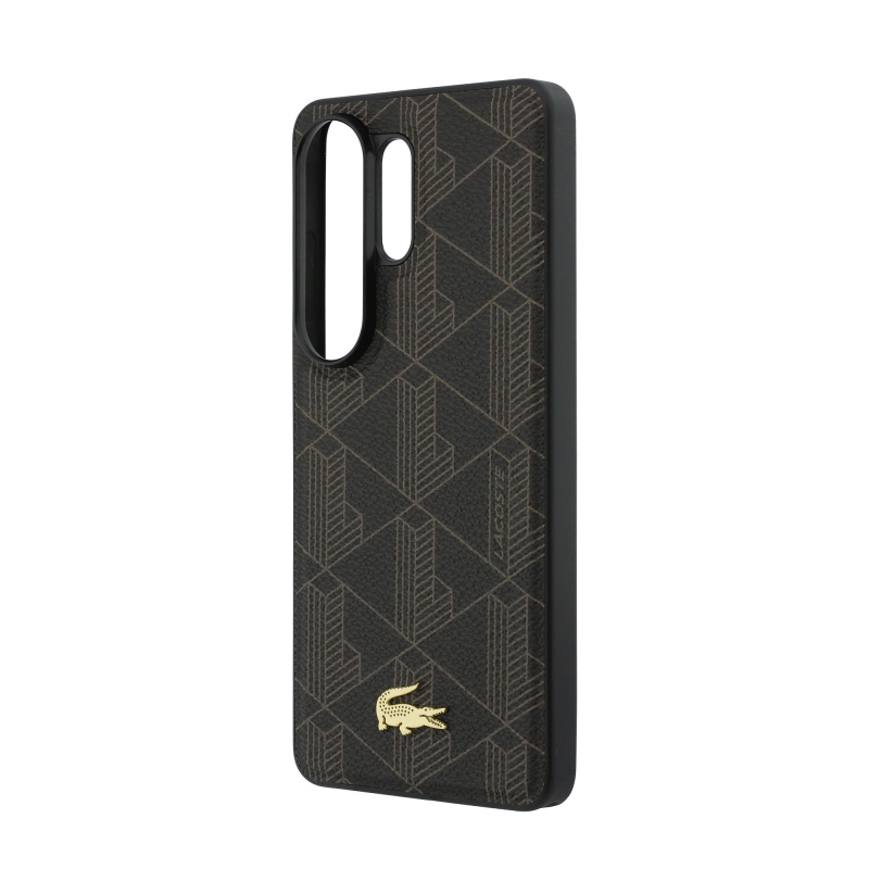 Lacoste PVC Blend Monogram Gold Logo Magnetic Back Cover pre Samsung Galaxy S26 Ultra Brown