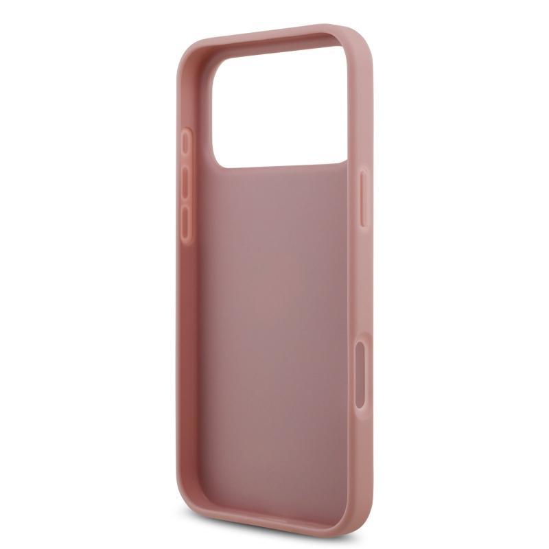Guess PU Fixed Glitter 4G Metal Logo – zadný kryt pre iPhone 18 Pro Max v ružovej farbe