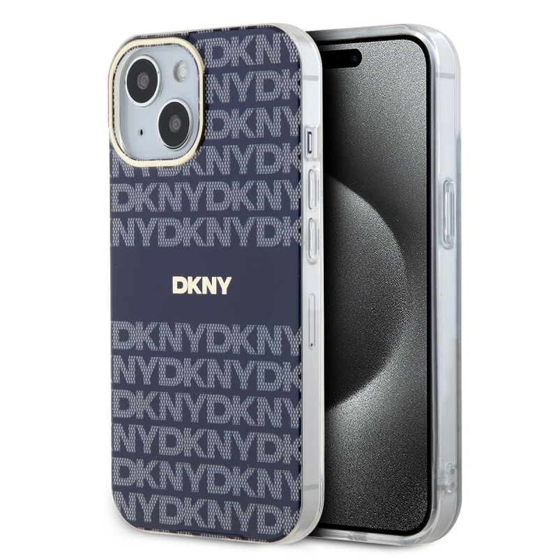 DKNY PC/TPU Repeat Pattern Tonal Stripe Magsafe Zadný Kryt pre iPhone 13 Blue