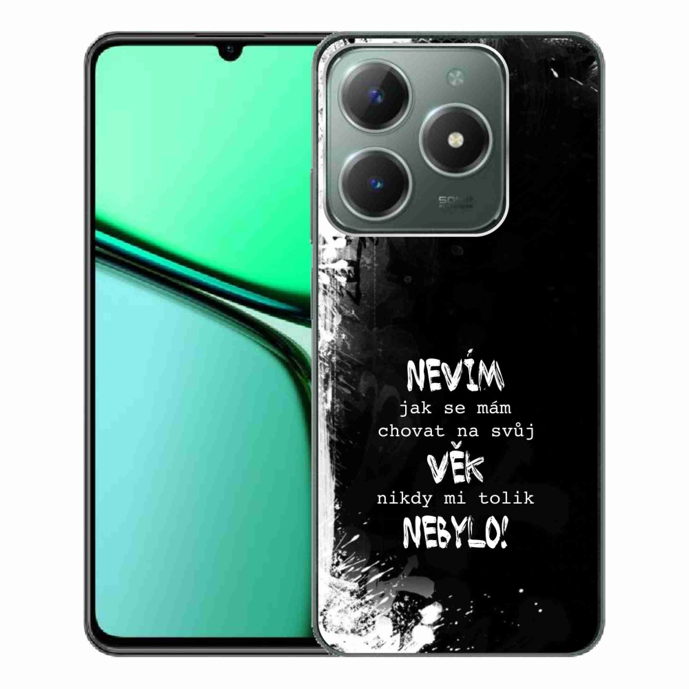 Gélový kryt mmCase na Realme C61 - vtipný text 14 čierne pozadie