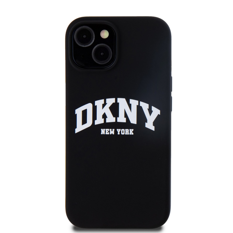 DKNY Liquid Silicone Arch Logo MagSafe Zadný Kryt pre iPhone 15 Black