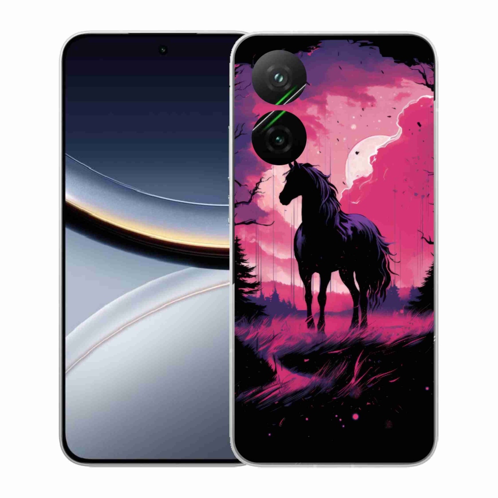 Gélový kryt mmCase na Xiaomi Poco F7 5G - čierny kreslený kôň 1