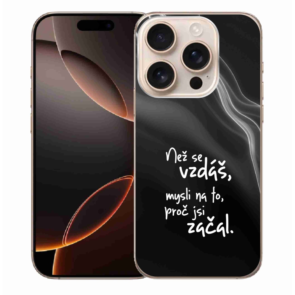 Gélový kryt mmCase na iPhone 16 Pro Max - citát 2 čierne pozadie