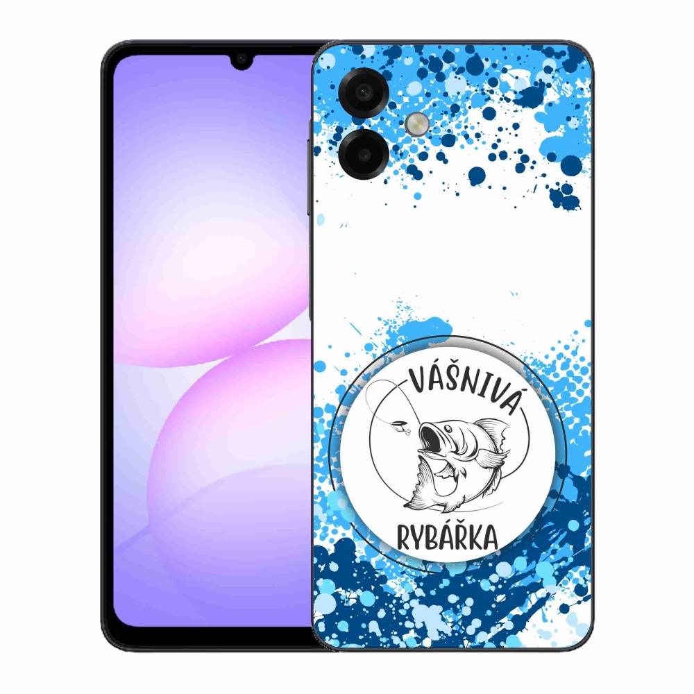 Gélový kryt mmCase na Samsung Galaxy A07 4G - vášnivá rybárka biele pozadie