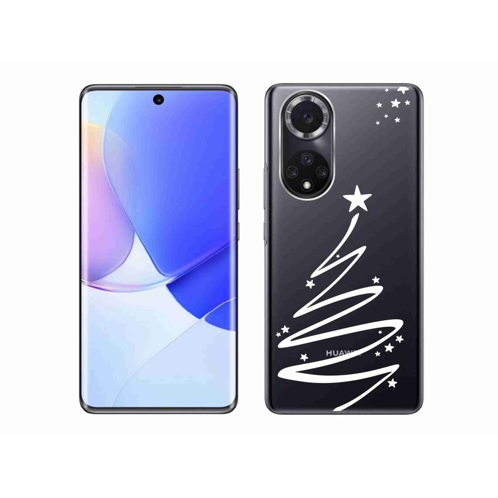 Gélový kryt mmCase na Huawei Nova 9 - biely stromček na priehľadnom pozadí