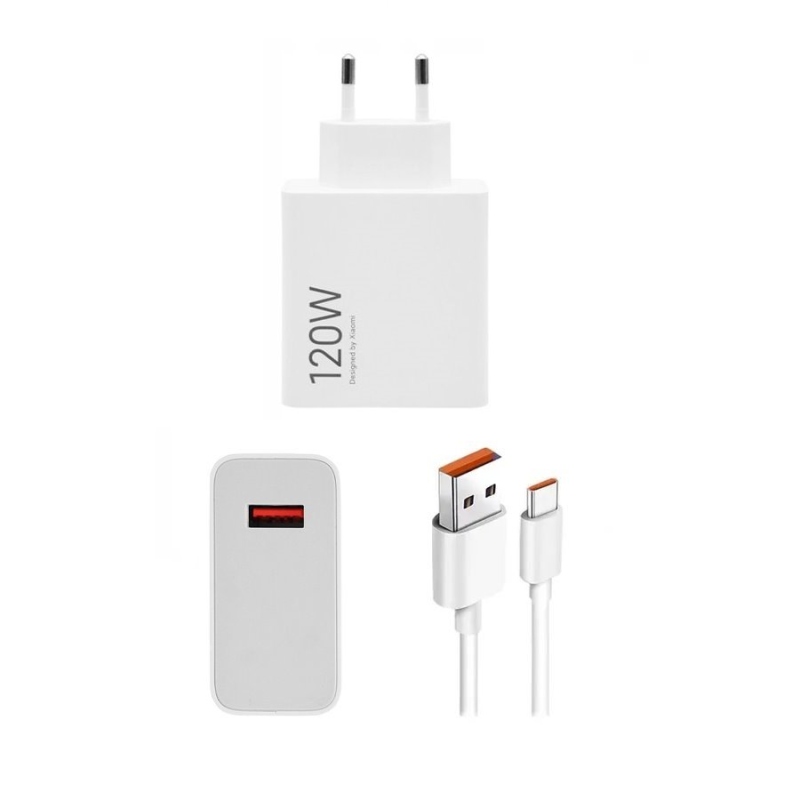 Xiaomi MDY-14-EE USB-A 120W Cestovná Nabíjačka + USB-C 6A Dátový Kábel White
