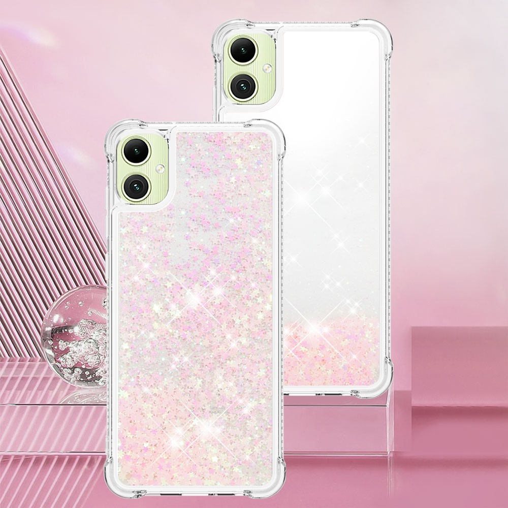 Glitter presýpacie gélový obal na Samsung Galaxy A06 4G - ružový/hviezdičky