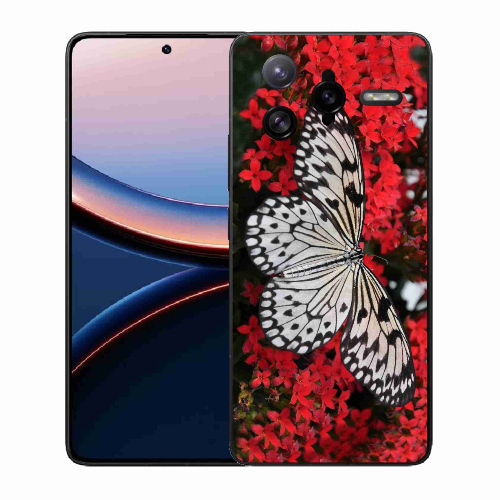 Gélový kryt mmCase na Xiaomi Poco F7 Ultra - čiernobiely motýľ 1