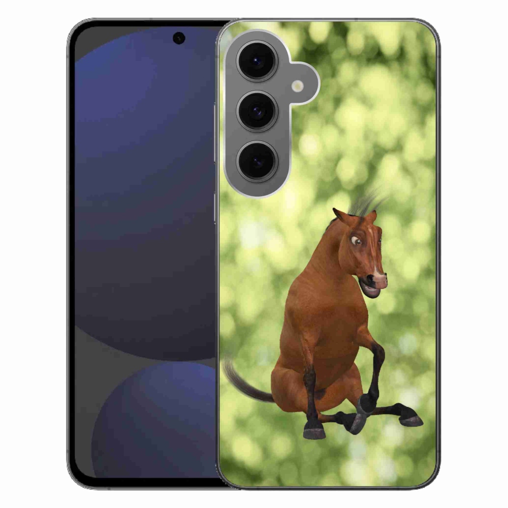 Gélový kryt mmCase na Samsung Galaxy S24 FE - hnedý kreslený kôň 1