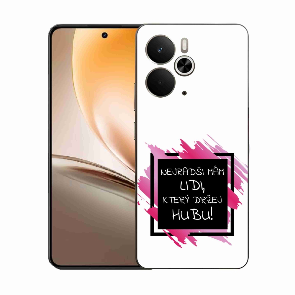 Gélový kryt mmCase na Realme 14 5G - vtipný text 7 čiernobiele pozadie