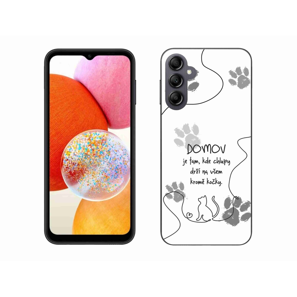 Gélový kryt mmCase na Samsung Galaxy A14 4G/5G - mačacie motív biele pozadie