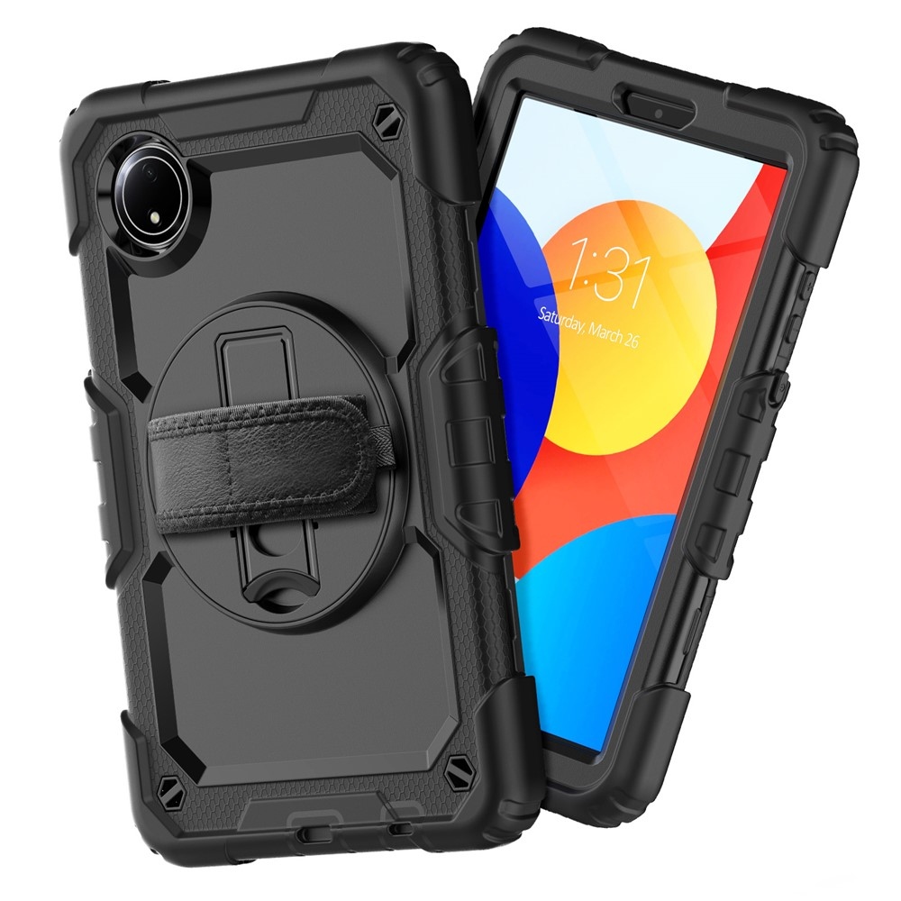Strap odolný kryt s držiakom na ruku a ramenným popruhom na Xiaomi Redmi Pad SE 8.7 - čierny