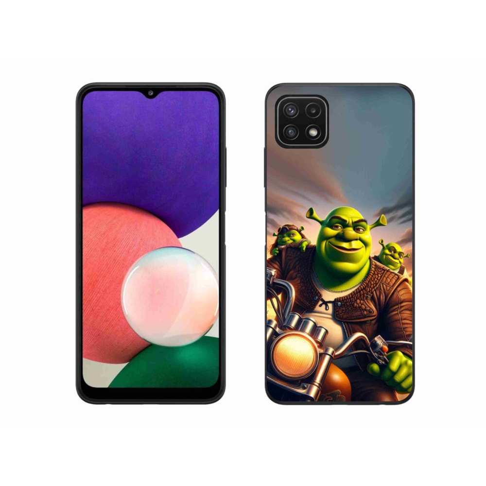 Gélový kryt mmCase na Samsung Galaxy A22 5G - shrek na motorke