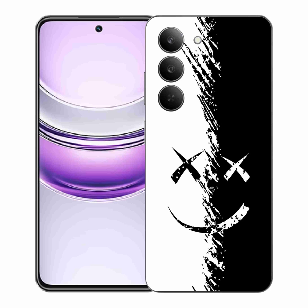 Gélový kryt mmCase na Realme 14x 5G - čiernobiely smajlík