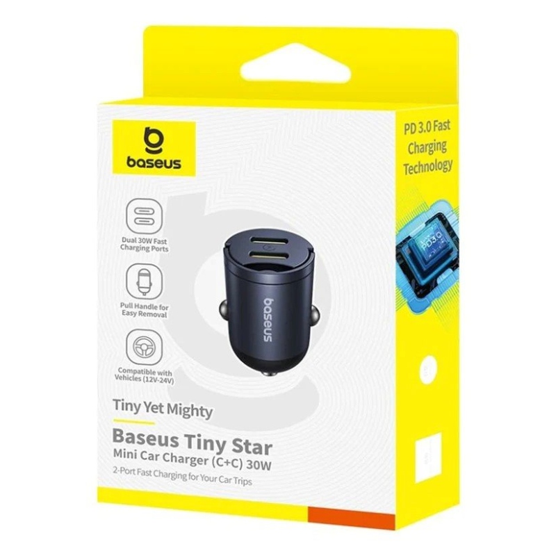Mini nabíjačka do auta Baseus Tiny Star USB-C/USB-C 30W Cosmic Black
