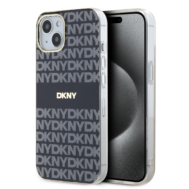 DKNY PC/TPU Repeat Pattern Tonal Stripe Magsafe Zadný Kryt pre iPhone 13 Black