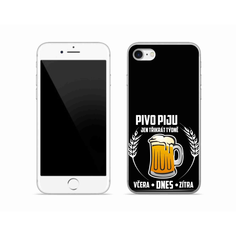 Gélový kryt mmCase na iPhone SE (2020) - pivný motív čierne pozadie