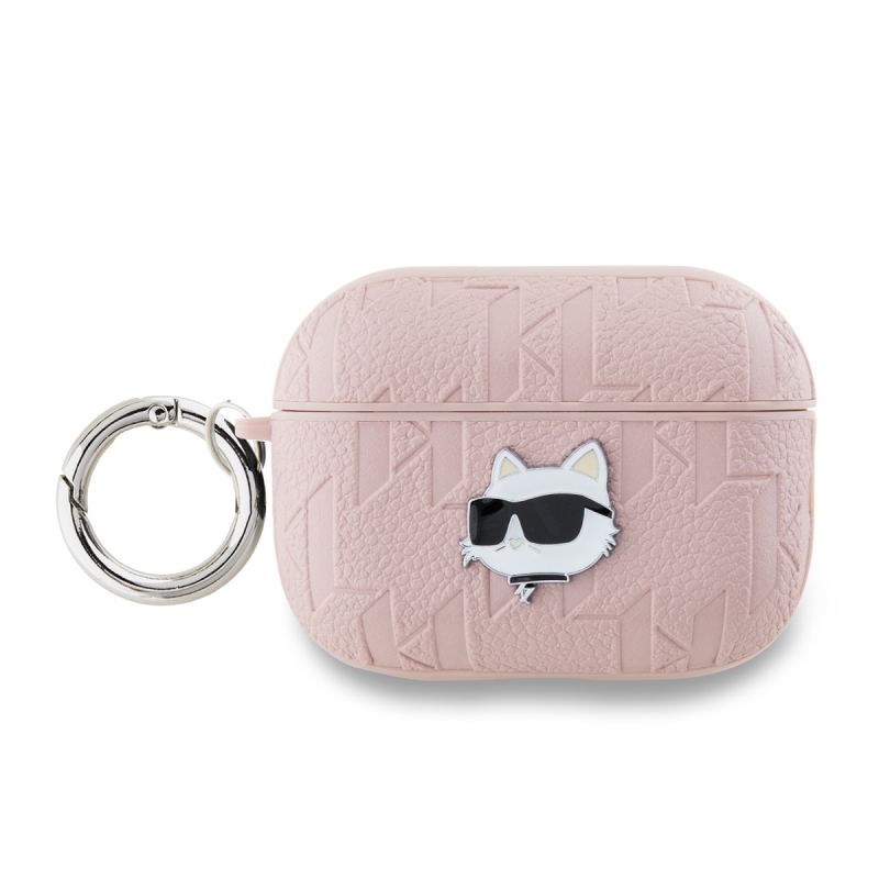 Karl Lagerfeld PU Embossed Choupette Head Puzdro pre AirPods Pro 2 Pink